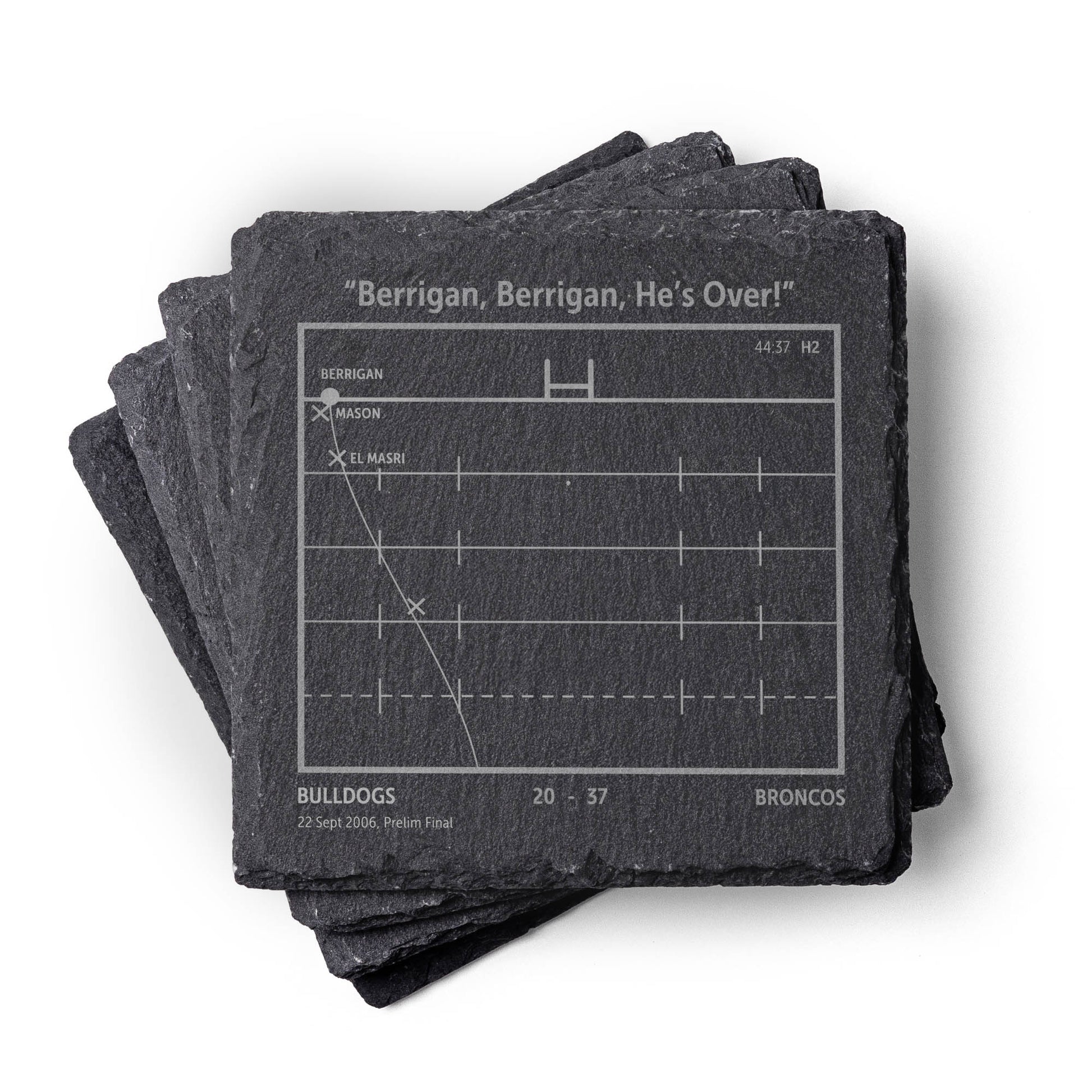 Stack of Brisbane Broncos NRL slate coasters 