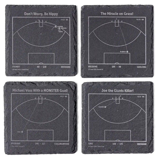 Brisbane Lions AFL play‑book slate coasters 