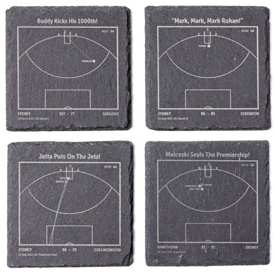 Four Sydney Swans  AFL play‑book slate coasters 