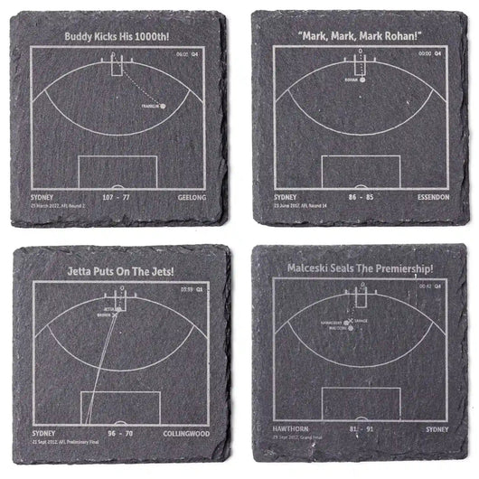 Four Sydney Swans  AFL play‑book slate coasters 